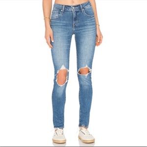Levi’s 721 High Rise Skinny Ripped Knee Distressed Jeans